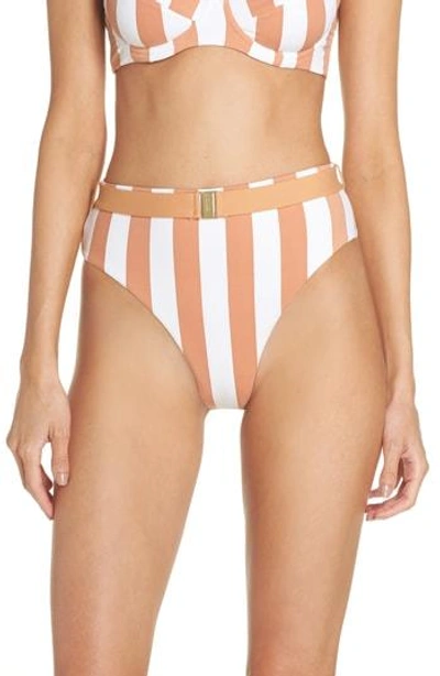 Shop Onia Emily Bikini Bottoms In Nude Stripes