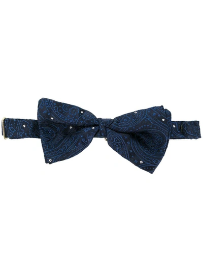 Shop Etro Embroidered Bow Tie - Blue