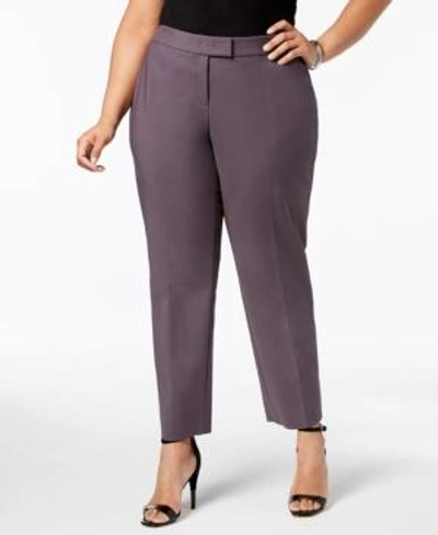 Shop Anne Klein Plus Size Tab-front Pants In Nantucket Grey