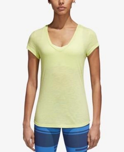 Shop Adidas Originals Adidas Winners Melange V-neck T-shirt In Semi Frozen Yellow
