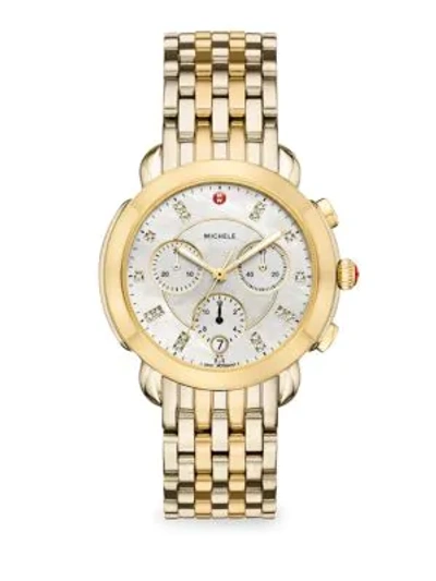Shop Michele Watches Sidney Two-tone Diamond Dial Watch In Yellow Gold