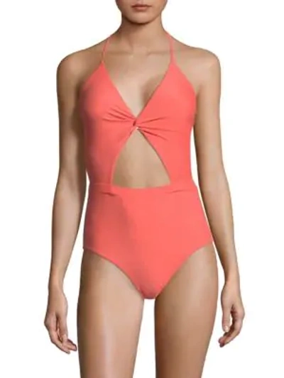 Shop 6 Shore Road Divine One-piece Cutout Swimsuit In Hot Coral