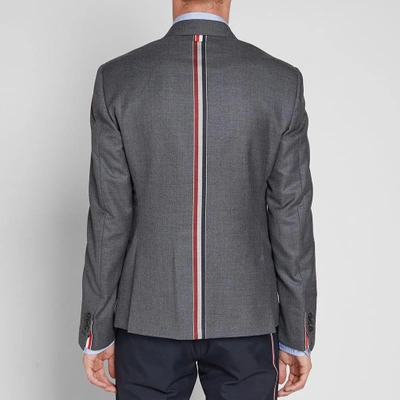 Shop Thom Browne Centre Stripe Wool Blazer In Grey
