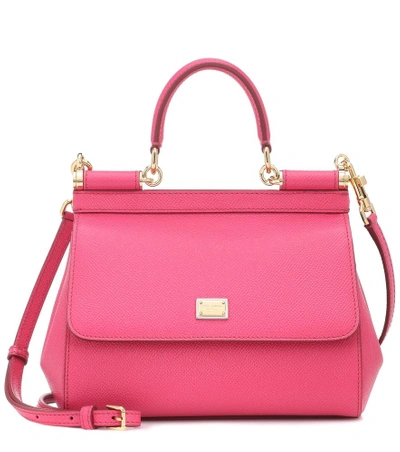 Shop Dolce & Gabbana Sicily Small Leather Shoulder Bag In Pink