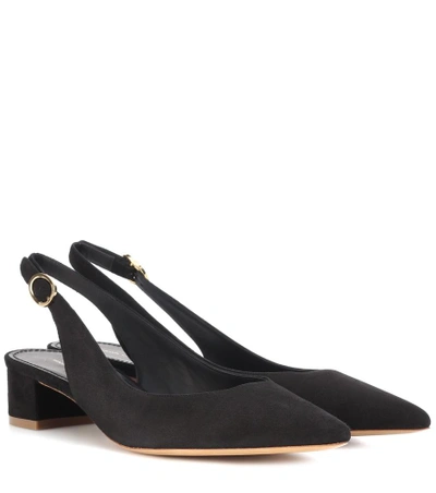 Shop Mansur Gavriel Suede Slingback Pumps In Black