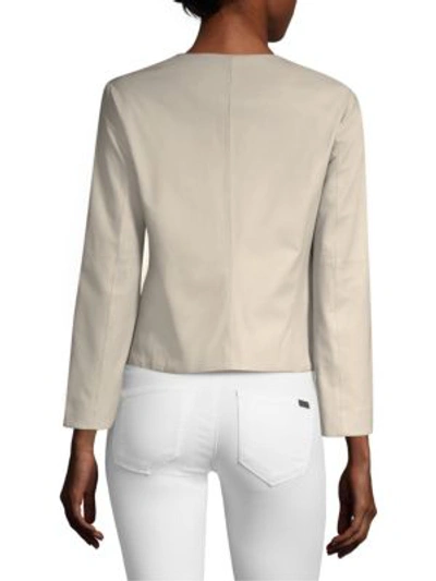 Shop Escada Sport Lamar Lambskin Leather Jacket In Grey