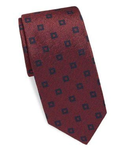 Shop Isaia Geometric Silk Tie In Red