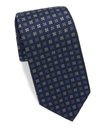 Shop Isaia Floral Silk Tie In Blue