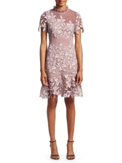 Shop Sea Mosaic Floral Crochet Dress In Nude