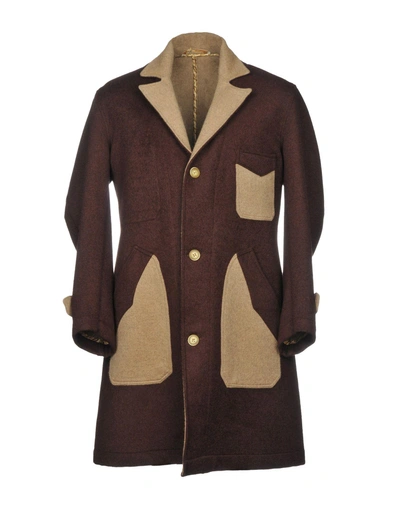 Shop Ermanno Gallamini Coat In Maroon