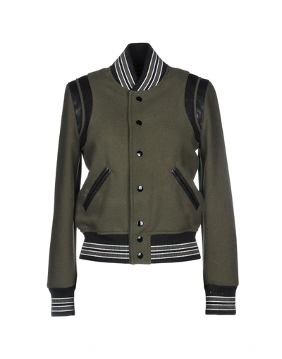 Shop Saint Laurent Bomber In Military Green