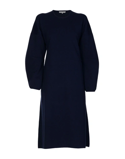 Shop Tibi 3/4 Length Dress In Dark Blue