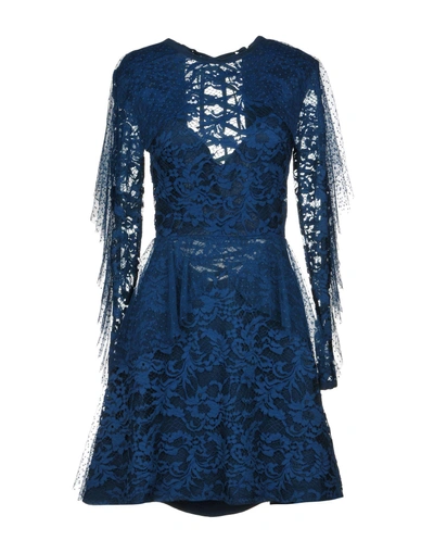 Shop Elie Saab Short Dress In Dark Blue
