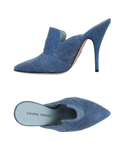 Shop Chiara Ferragni Mules In Slate Blue