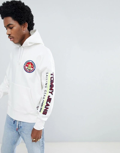 Tommy Jeans 90s Sailing Capsule Back And Sleeve Logo Hoodie In White -  White | ModeSens