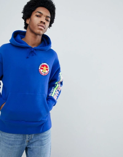 Shop Tommy Jeans 90s Sailing Capsule Back And Sleeve Logo Hoodie In Bright Blue