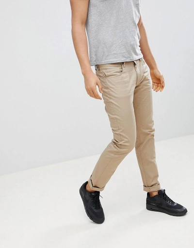 Shop Armani Exchange J13 Slim Fit 5 Pocket Gaberdine Stretch Pants - Tan