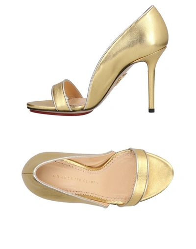 Shop Charlotte Olympia Woman Sandals Gold Size 6.5 Soft Leather
