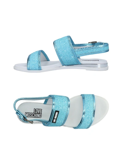 Shop Love Moschino Sandals In Sky Blue