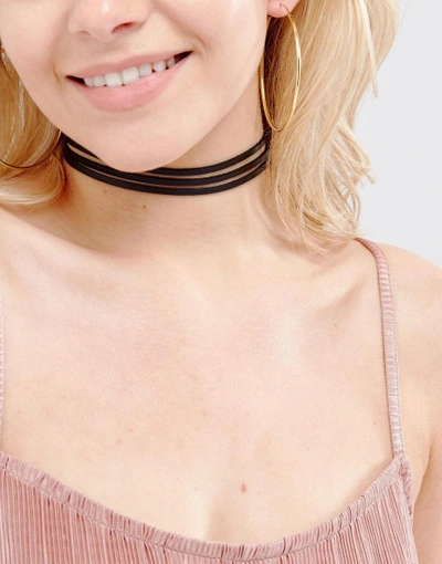 Shop Vanessa Mooney Leather Look Choker With Gold Plated Chain - Black