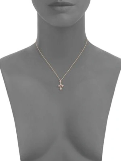 Shop Nayla Arida 18k Yellow Gold, Pink Sapphire & Blue Saphhire Cross Pendant Necklace