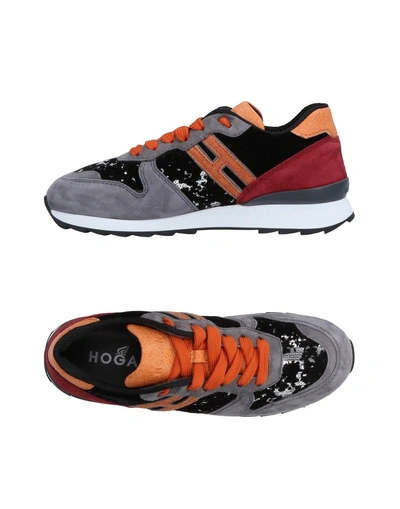 Shop Hogan Woman Sneakers Grey Size 6.5 Leather, Textile Fibers