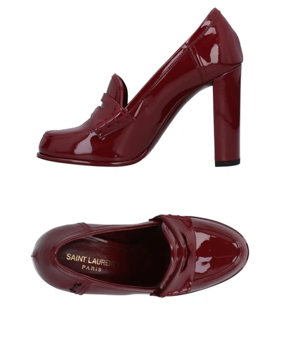 Shop Saint Laurent Loafers In Maroon