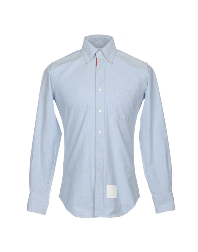 Shop Thom Browne Man Shirt Sky Blue Size 0 Cotton