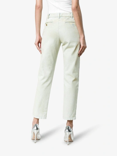 Shop Gucci Crystal Embroidered Denim Jeans In White