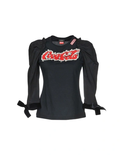 Shop Pinko Woman T-shirt Black Size Xs Cotton, Polyester