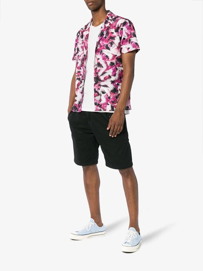 Shop Orlebar Brown Travis Birds Of Paradise Print Cotton Linen-blend Shirt In Pink/purple