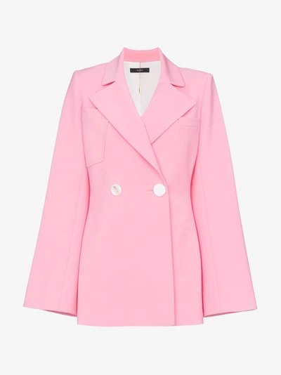 Shop Ellery Calling Card Wool Blend Blazer Jacket In Pink/purple
