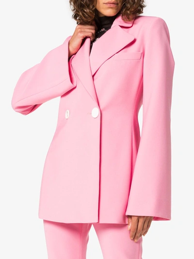 Shop Ellery Calling Card Wool Blend Blazer Jacket In Pink/purple