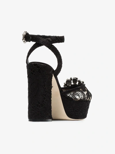 Shop Dolce & Gabbana Black Keira 120 Lace Platform Sandals