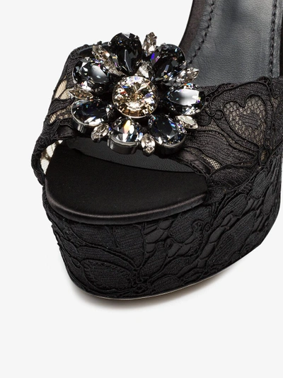 Shop Dolce & Gabbana Black Keira 120 Lace Platform Sandals