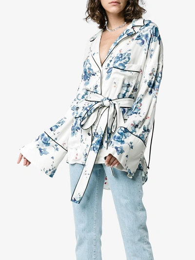 Shop Off-white X Browns Floral Print Belted Pyjama Jacket