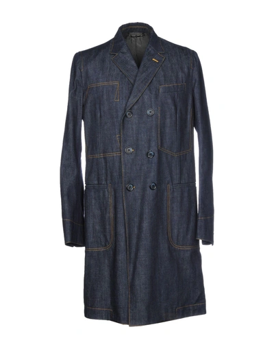 Shop Dolce & Gabbana Man Denim Outerwear Blue Size 42 Cotton, Elastane, Bovine Leather