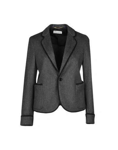 Shop Saint Laurent Blazers In Steel Grey