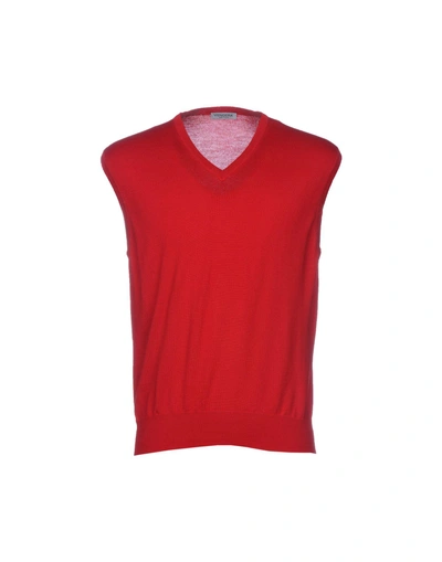 Shop Vengera Sleeveless Sweater In Brick Red