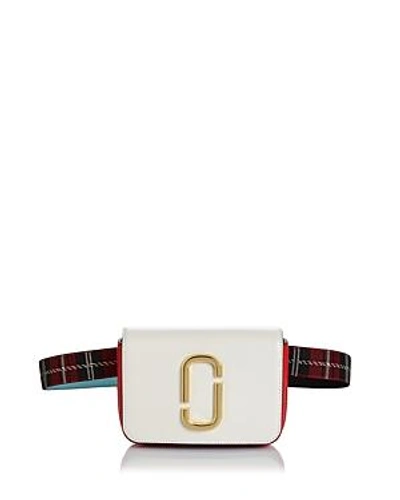Shop Marc Jacobs Hip Shot Leather Convertible Belt Bag In Porcelain Multi/gold
