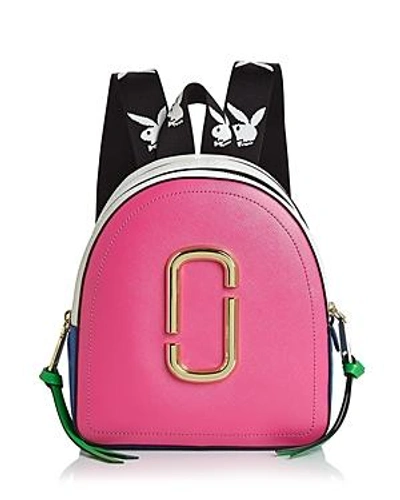 Shop Marc Jacobs Pack Shot Mini Backpack In Vivid Pink Multi/gold