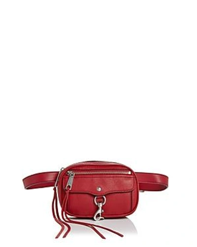 Shop Rebecca Minkoff Blythe Convertible Leather Belt Bag In Scarlet/silver