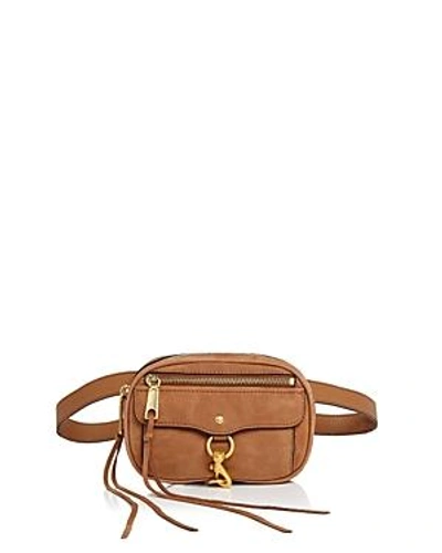 Shop Rebecca Minkoff Blythe Convertible Leather Belt Bag In Almond Brown/gold