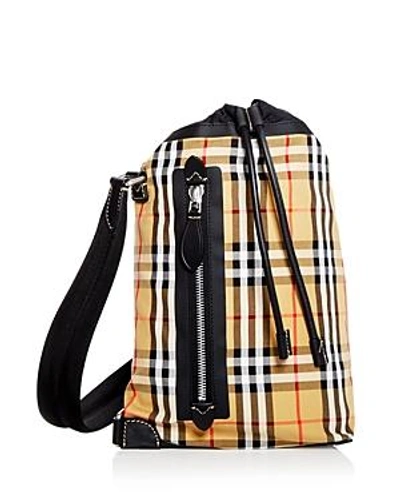 Shop Burberry Small Vintage Check Duffel Bag In Antique Yellow/silver