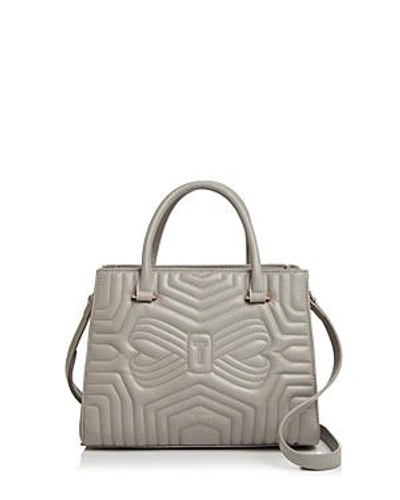 Shop Ted Baker Vieira Leather Tote In Charcoal Gray/rose Gold