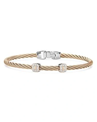 Shop Alor Carnation Cable Bangle Bracelet With Diamonds In Silver/gold
