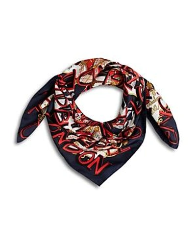 Shop Burberry Guards Text Silk Scarf In Multi