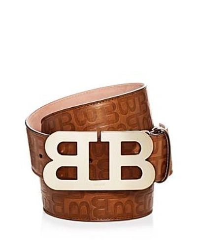 Shop Bally Men's Mirror B Buckle Embossed Leather Belt In Brown