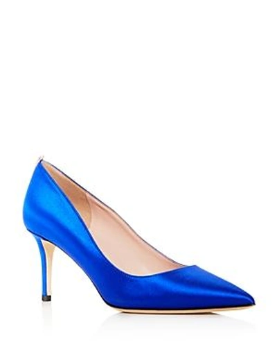 Shop Sjp By Sarah Jessica Parker Fawn Satin Mid Heel Pumps In Blue