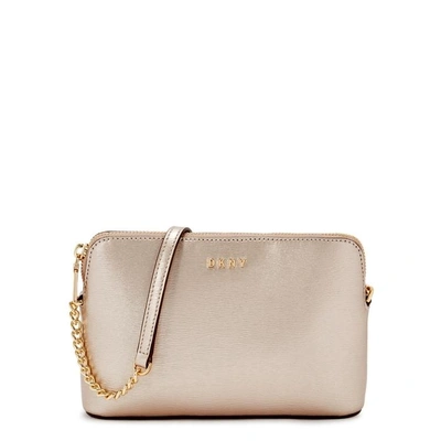 Shop Dkny Bryant Pale Rose Gold Leather Cross-body Bag